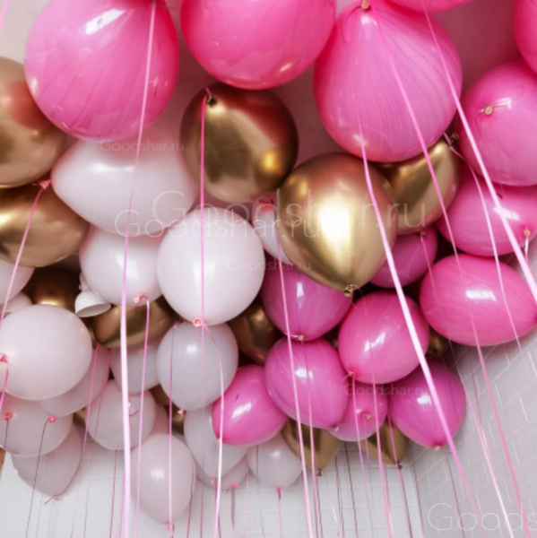 Шары "Розовый, золотой" 30 шт.