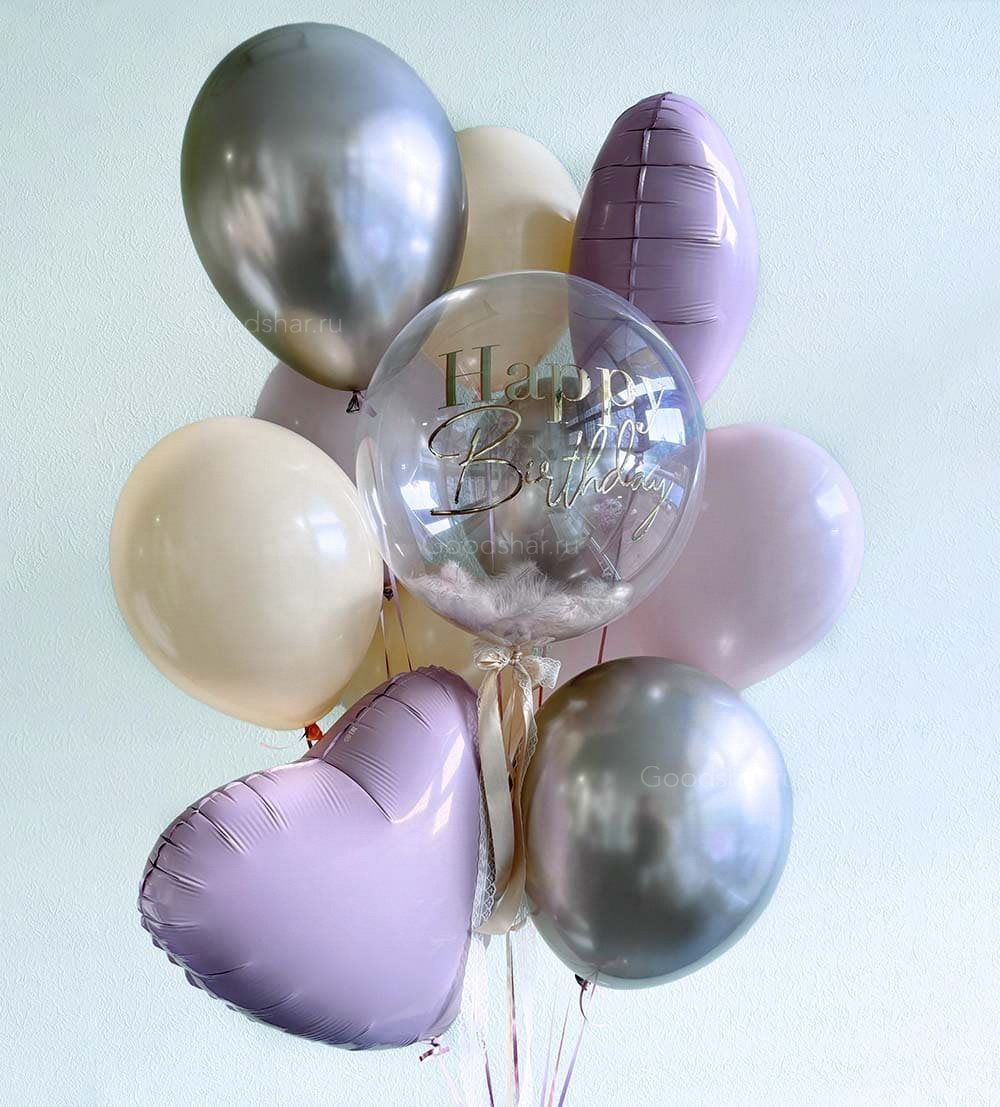 Фонтан из воздушных шаров «Прованс в серебре»