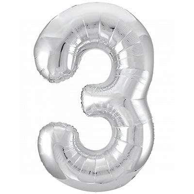 Цифра фольгированная 3 Silver