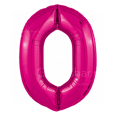 Цифра фольгированная 0 Fuchsia