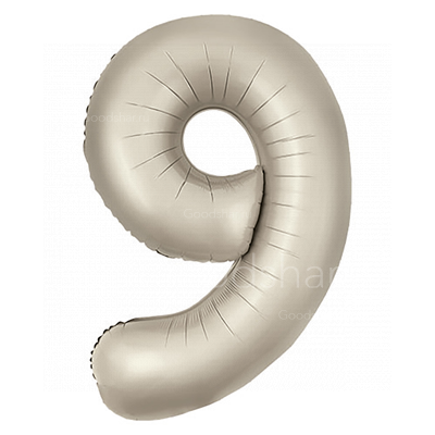 Цифра фольгированная 9 Satin Cream