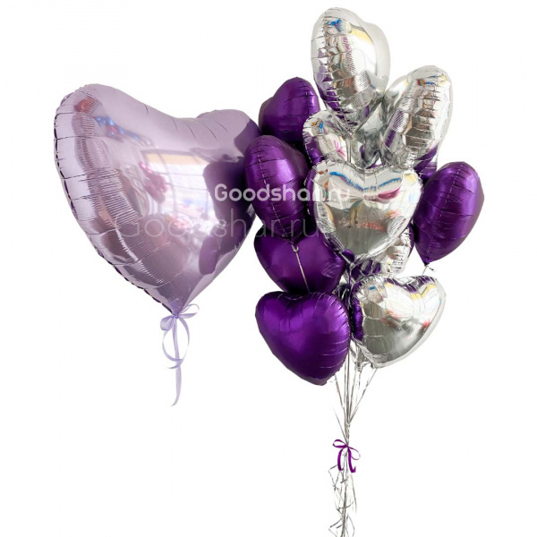 Набор фольгированных сердец "Purple"