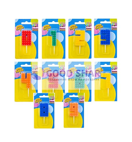 Свечи-цифры Конструктор 4,5см в ассортименте