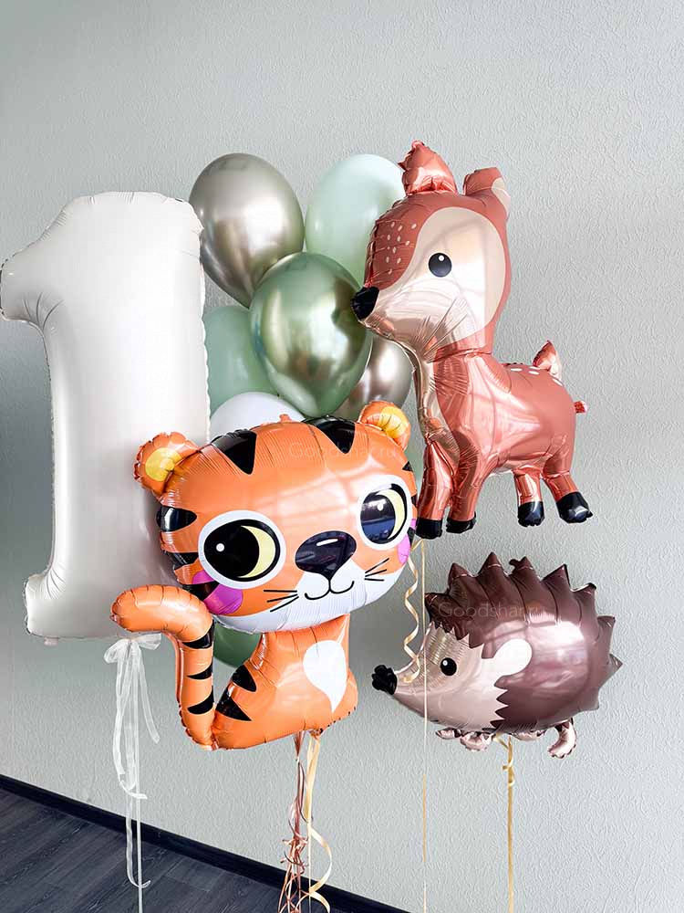 Набор воздушных шаров на годик "Лесные друзья №2"