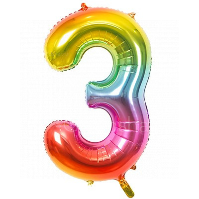Цифра фольгированная 3 Raimbow
