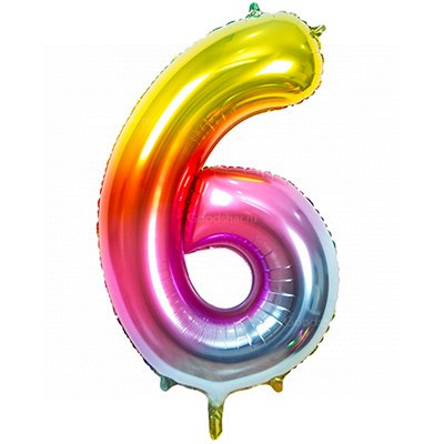 Цифра фольгированная 6 Rainbow Цифра фольгированная 6 Rainbow