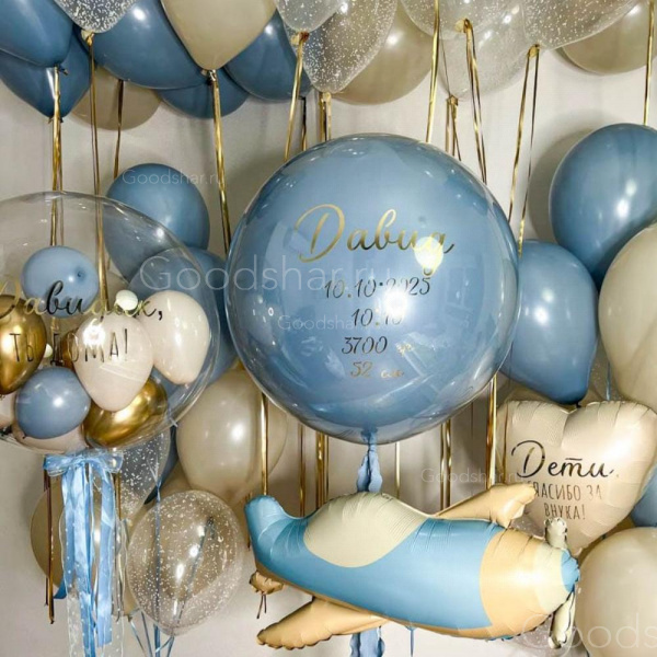 Набор воздушных шаров на выписку для мальчика «Небесный день»