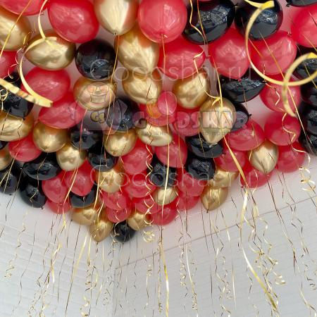 Шары "Красный, черный и золото хром" 70 шт