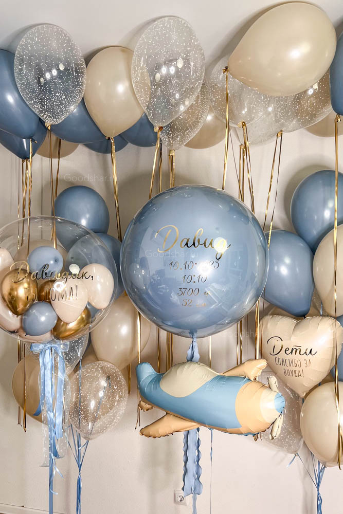 Набор воздушных шаров на выписку для мальчика «Небесный день»