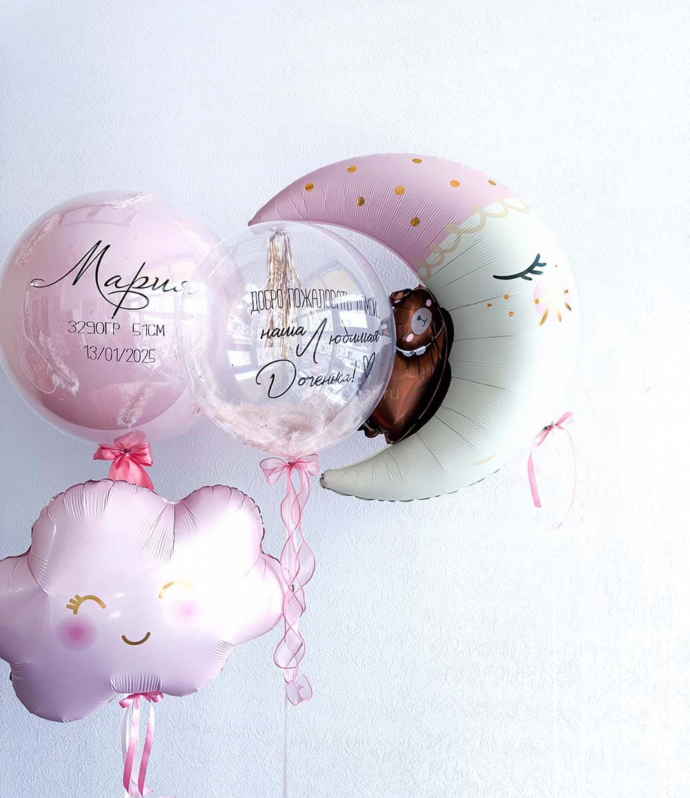 Набор воздушных шаров на выписку для девочик №581