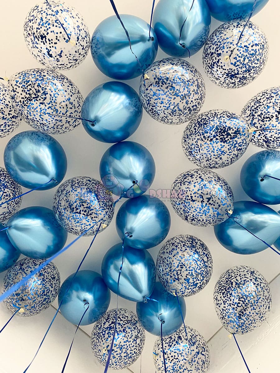 Шары "Хром и с конфетти" 30 шт