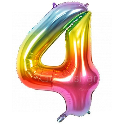 Цифра фольгированная 4 Rainbow