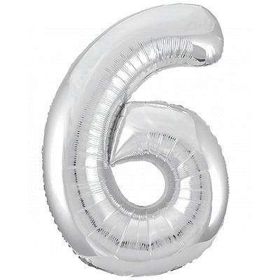 Цифра фольгированная 6 Silver Цифра фольгированная 6 Silver