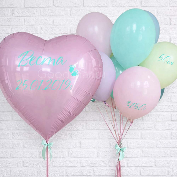 Набор воздушных шаров на выписку для девочки № 854