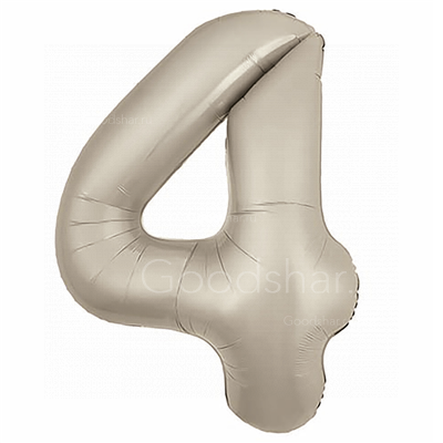 Цифра фольгированная 4 Satin Cream
