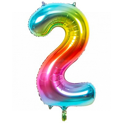 Цифра фольгированная 2 Rainbow