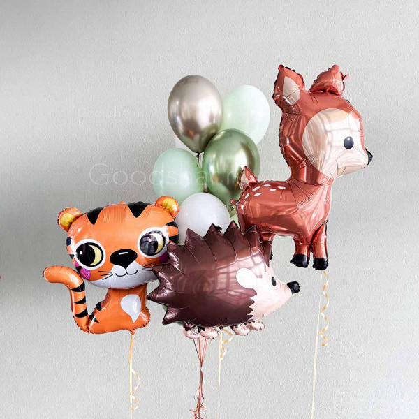 Набор воздушных шаров на годик "Лесные друзья №3"