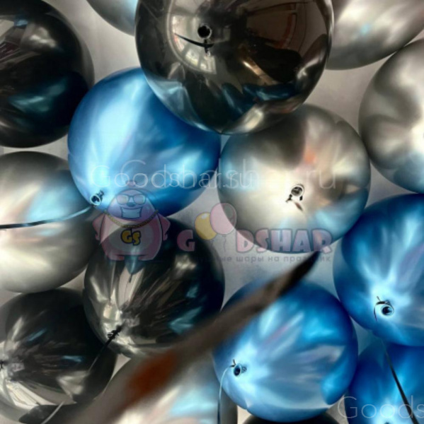 Шары под потолок "Черные, синие, серебро" 20 шт.