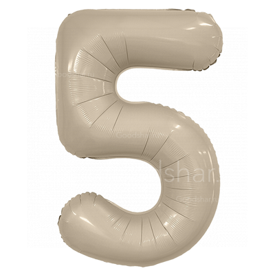 Цифра фольгированная 5 Satin Cream