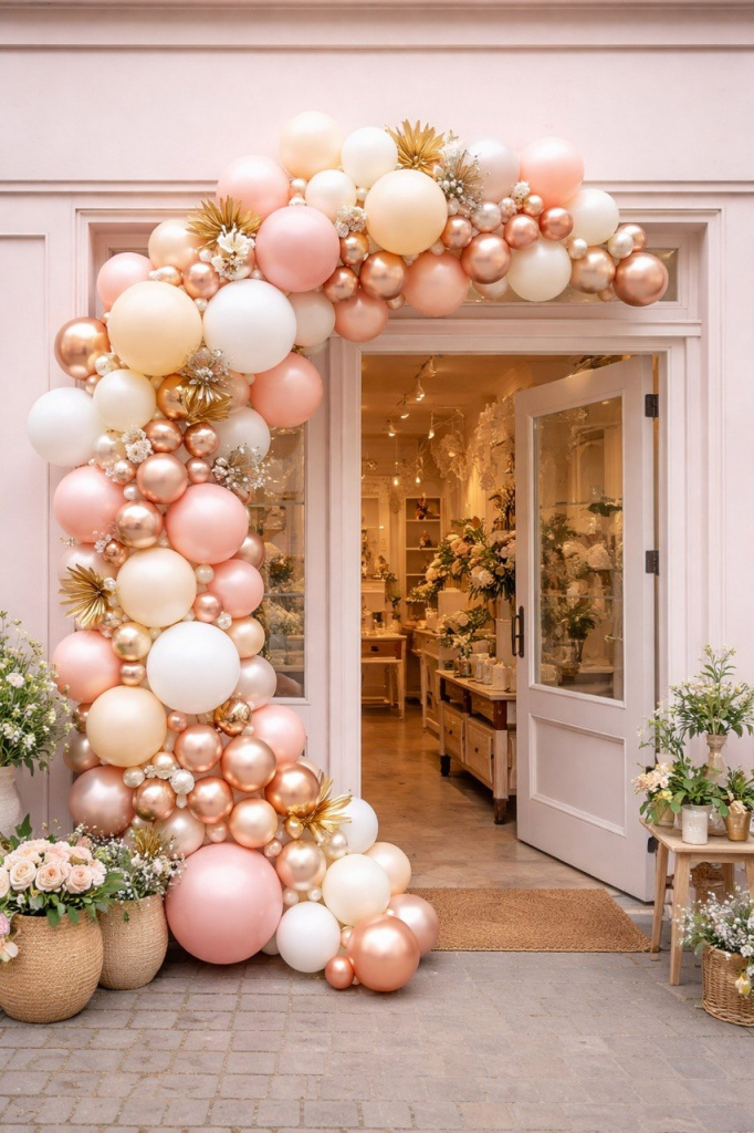 Ассиметричная арка из воздушных шаров