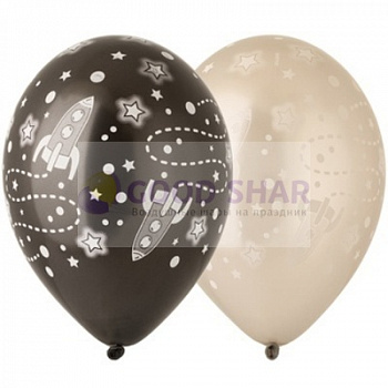 Шар латексный 14" "Ракета и звезда"