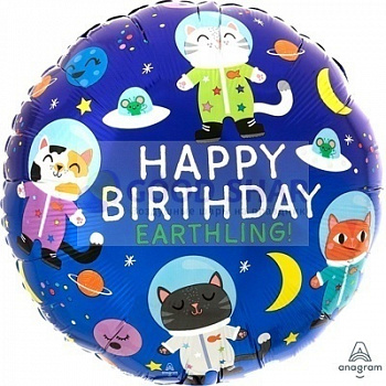 Шар 18" с рисунком "Кошки-космонавты" Шар 18" с рисунком "Кошки-космонавты"