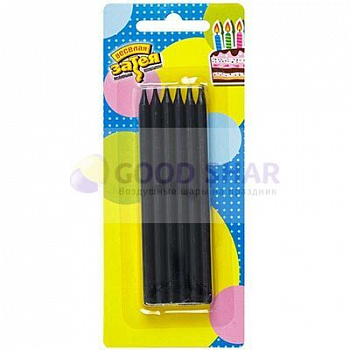 Свечи д/торта Черные 12 шт. 10 см.