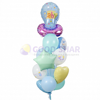 Фонтан воздушных шаров на выписку для мальчика № 448