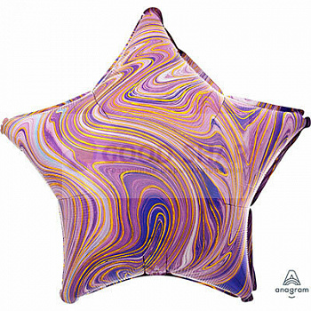 Шар фольгированный 18" Звезда Мрамор Purple Шар фольгированный 18" Звезда Мрамор Purple