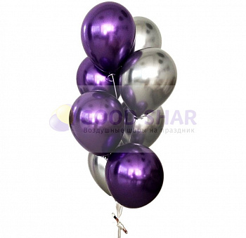 Шары латексные без рисунка Хром гамма "Фиолетовый-серебро"