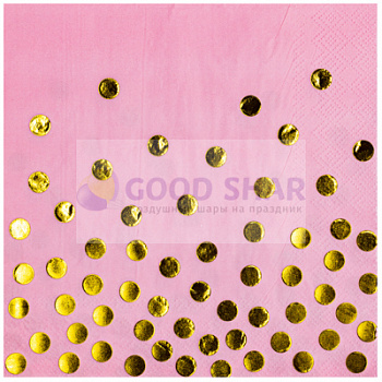 Салфетка Горошек золотой 33см. 6шт.