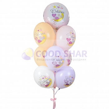 Фонтан воздушных шаров на выписку для девочки № 445