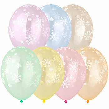 Шар латексный 14" "Снежинки" полупрозрачный.