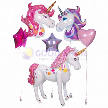 Набор фольгированных шаров "Единороги" №285 Набор фольгированных шаров "Единороги" №285