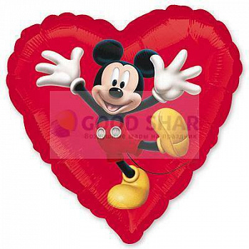 Шар фольгированный Микки Маус сердце Шар фольгированный Микки Маус сердце