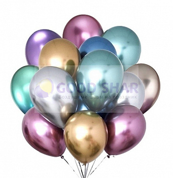 Шары латексные "Хром" ассорти