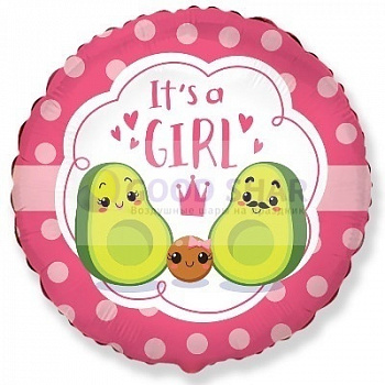 Шар фольгированный круг 18" IT'S A GIRL Авокадо