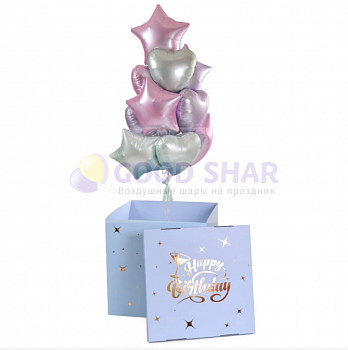 Коробка-сюрприз с воздушными шарами День рождения № 702