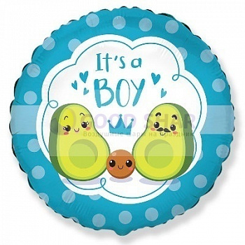 Шар фольгированный круг 18" IT'S A BOY Авокадо