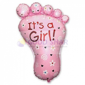 Фольгированный шар "Стопа девочки розовая"