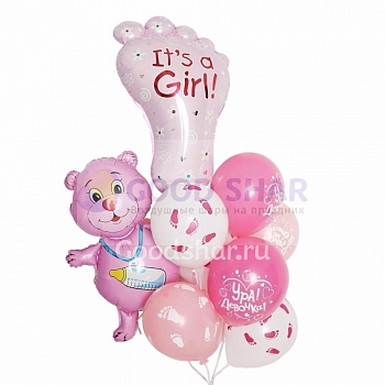 Набор воздушных шаров на выписку с мишкой