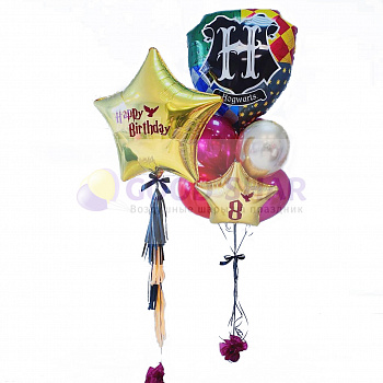 Набор воздушных шаров Герб Хогвартса и большая звезда Набор воздушных шаров Герб Хогвартса и большая звезда