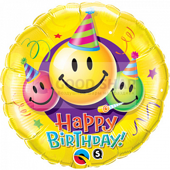 Шар фольгированный 18" "Улыбки разноцветные" Шар фольгированный 18" "Улыбки разноцветные"