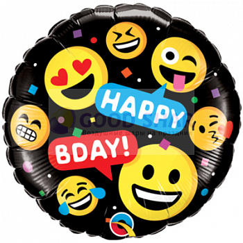 Шар фольгированный 18" "Смайлики Happy Bday" Шар фольгированный 18" "Смайлики Happy Bday"