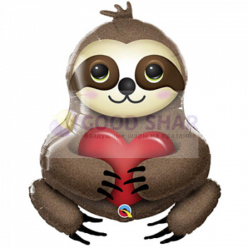 Шар фольгированный Ленивец с сердцем Шар фольгированный Ленивец с сердцем
