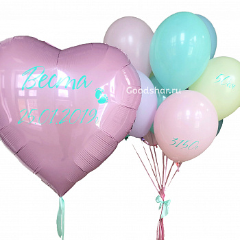 Набор воздушных шаров на выписку для девочки № 854