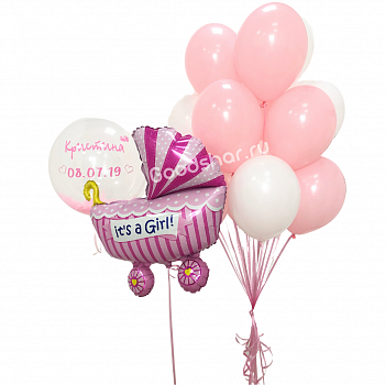 Набор воздушных шаров на выписку для девочки № 473