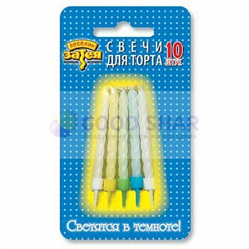 Свечи д/торта с подставкой светящиеся 6см 10шт