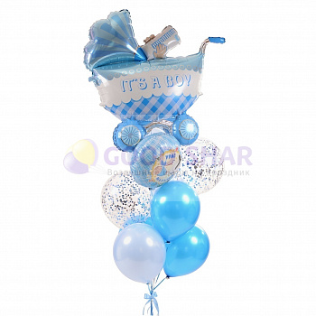 Фонтан воздушных шаров на выписку для мальчика № 441