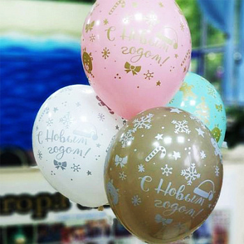 Шар латексный 14" "Снежинки Пряники"